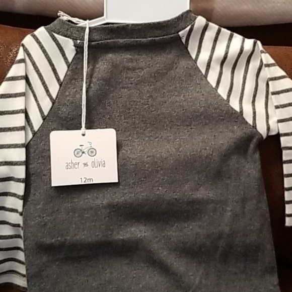 One piece Star Gray Stripe Long Sleeve Bodysuit - Picture 3 of 7